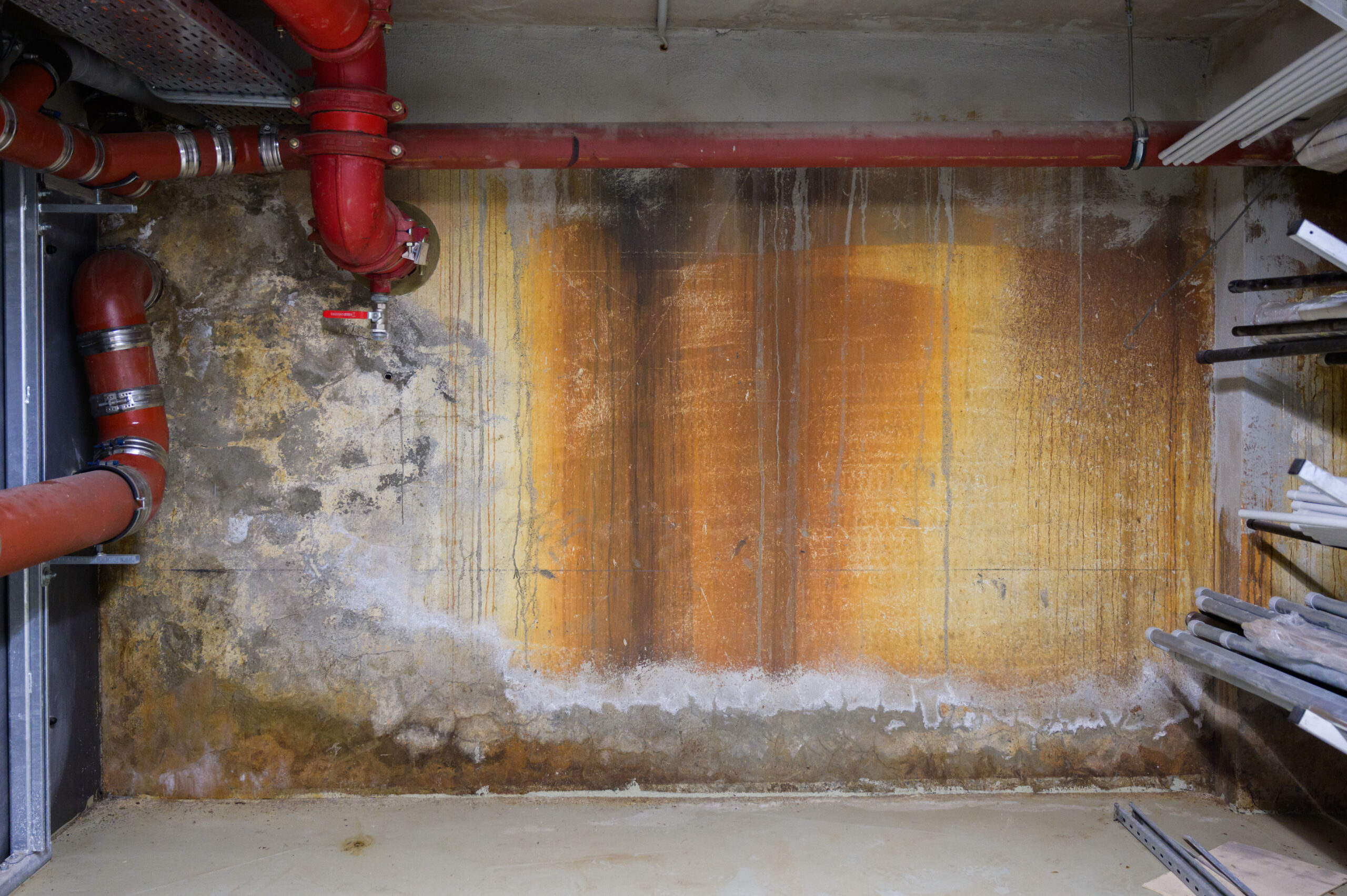 Wasserschäden im Pumpenkeller im Haustechnikraum