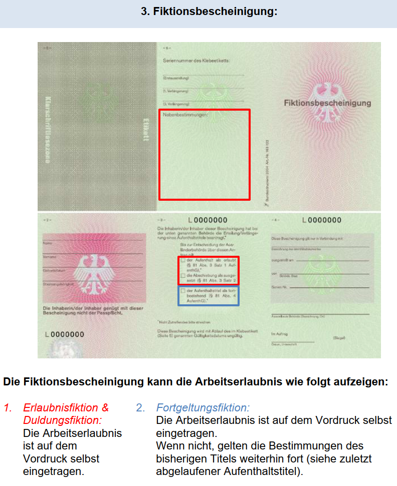 Fiktionsbescheinigung