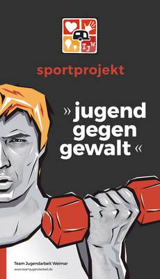 Auf dem Flyer ist ein junger Mann mit Hantel zu sehen.