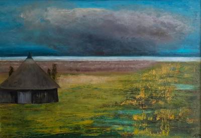 „Sturmwolke“, 2024, Öl auf Hartfaser