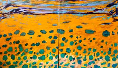 „Zersplitterter Horizont 1“, Mischtechnik auf Leinwand, 2025 140 x 240 cm