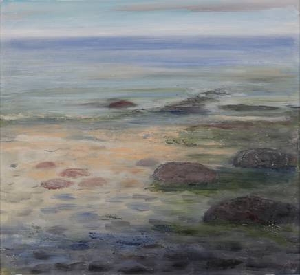 "Steiniger Strand", Öl, 2022 (53 x57)
