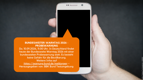 Bundesweiter Warntag 2026 ©Bundesamt für Bevölkerungsschutz und Katastrophenhilfe (BBK) Bundesweiter Warntag 2026