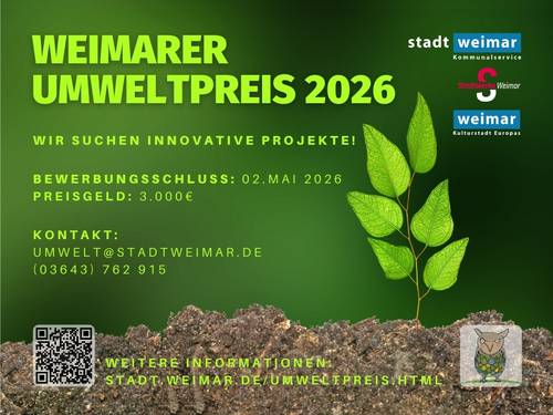 Weimarer Umweltpreis 2026 ©Stadt Weimar Weimarer Umweltpreis 2026