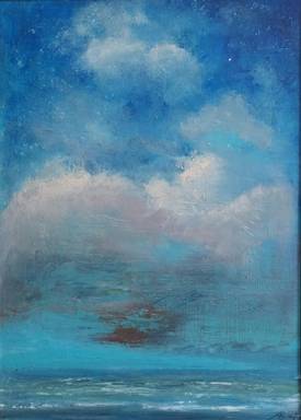 „Himmel und Wasser“, 2024, Öl auf Hartfaser