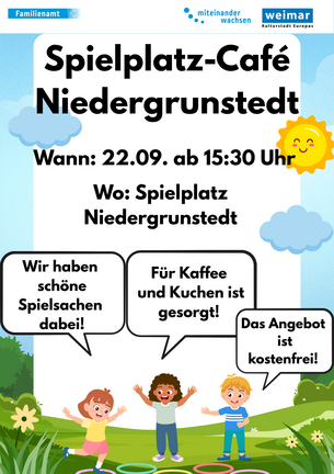 Das Bild zeigt ein Plakat des Spielplatzcafés.