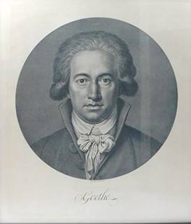 Schwarz-Weiß Zeichnung des jungen Johann Wolfgang von Goethe