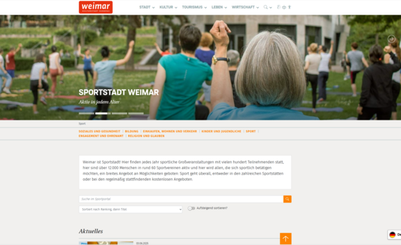 Neues Sportportal mit interaktiver Karte und Veranstaltungskalender
