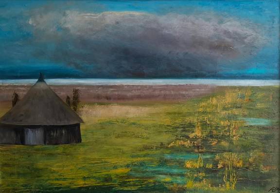 „Sturmwolke“, 2024, Öl auf Hartfaser