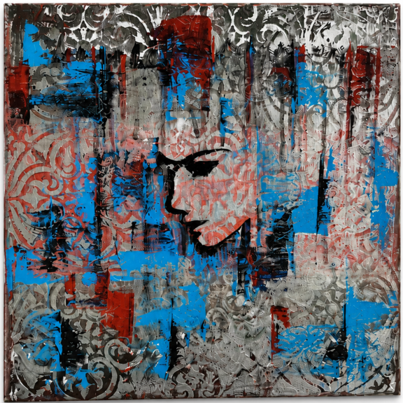 Zwischen Welten, Mischtechnik auf Leinwand, 40 × 40 cm