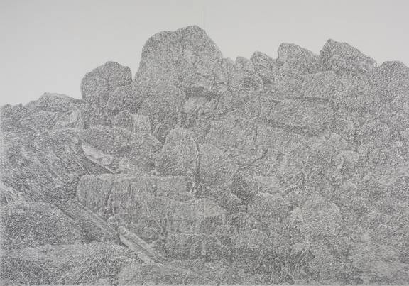 Bunker, Bretagne, Kreide, Kohle auf Papier, 140 x 200 cm