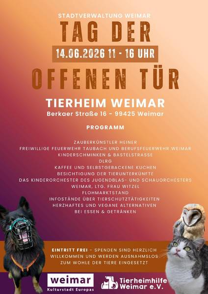 Tierheimfest ©Tierheim Weimar Tag der offenen Tür 2026