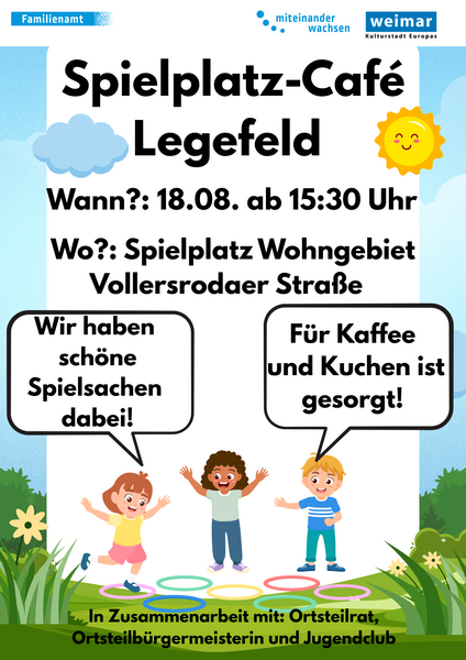 Plakat des Spielplatzcafé Legefeld