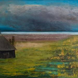 „Sturmwolke“, 2024, Öl auf Hartfaser