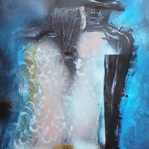 „Unverhoffte Begegnung“, 2023, Mischtechnik.