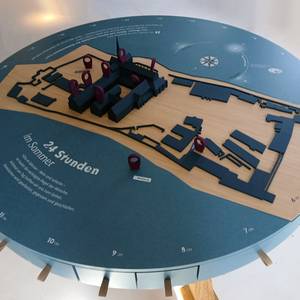 Modell Kloster Maulbronn, 2025, ca. 2,50 m Durchmesser, gefertigt aus durchgefärbtem blauen MDF