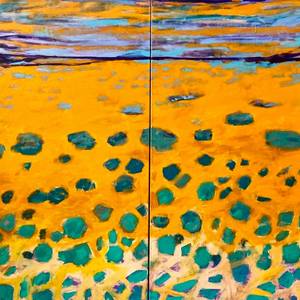 „Zersplitterter Horizont 1“, Mischtechnik auf Leinwand, 2025 140 x 240 cm