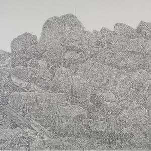 Bunker, Bretagne, Kreide, Kohle auf Papier, 140 x 200 cm © Edgar Knobloch Bunker, Bretagne, Kreide, Kohle auf Papier, 140 x 200 cm