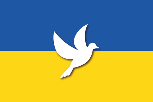 Ukraineflagge mit Friedenstaube