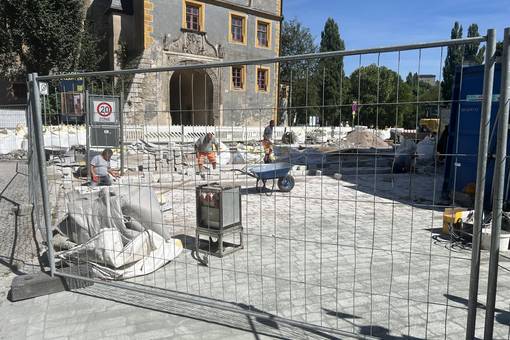 Pflasterarbeiten im Bereich Grüner Markt/ Burgplatz, Archivbild.