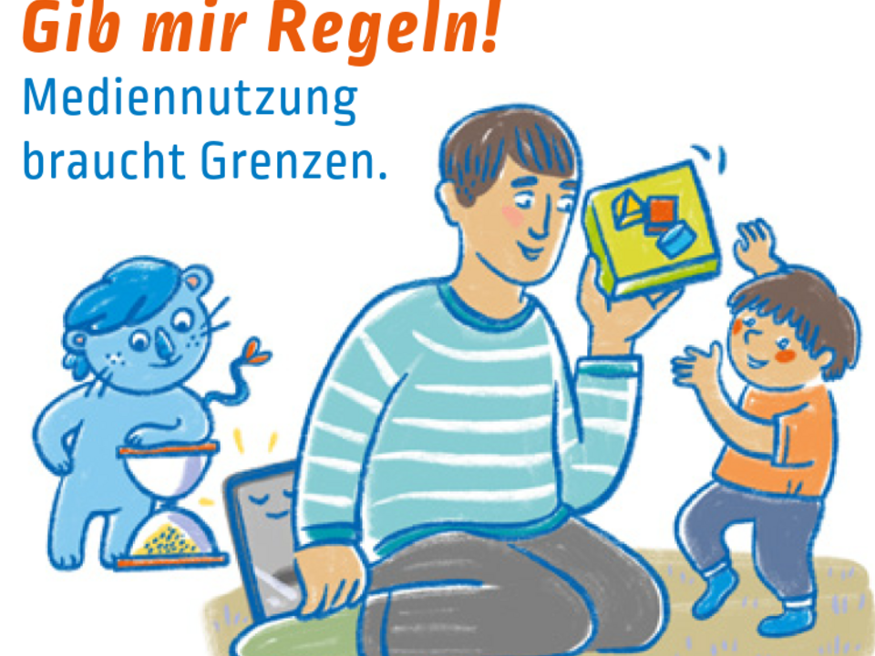Illustration: Vater mit Sohn am Spielen
