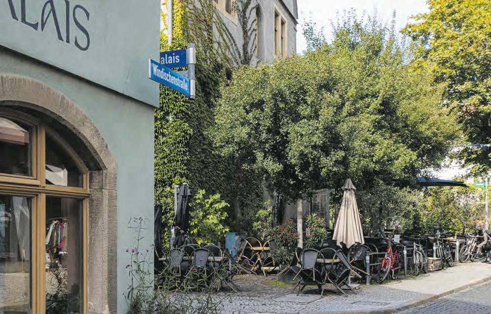 An der Creperie am Palais wurde passenderweise französischer Ahorn angepflanzt.